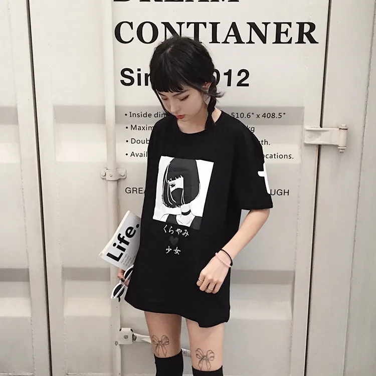 Женская футболка с коротким рукавом Harajuku японская уникальным графическим