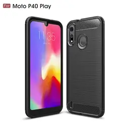 Для Motorola Moto P40 Примечание/P40Note углеродного волокна Антидетонаторы мягкого TPU щеткой Прочная резиновая силиконовая гибридный телефон Чехол