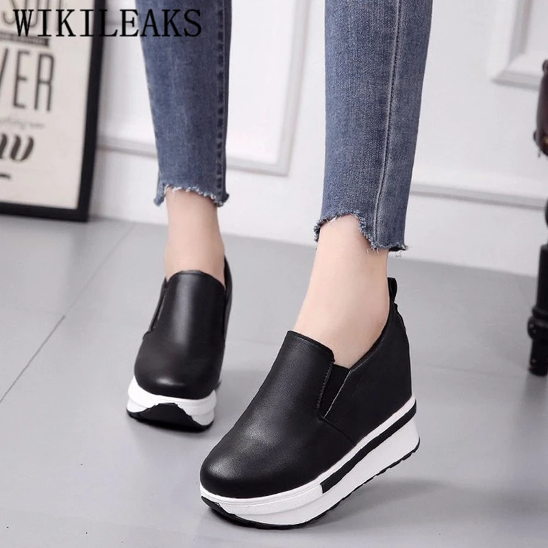 

height increasing leather womens shoes wedge platform sneakers tenis feminino shoes woman zapatillas mujer casual ladies shoes