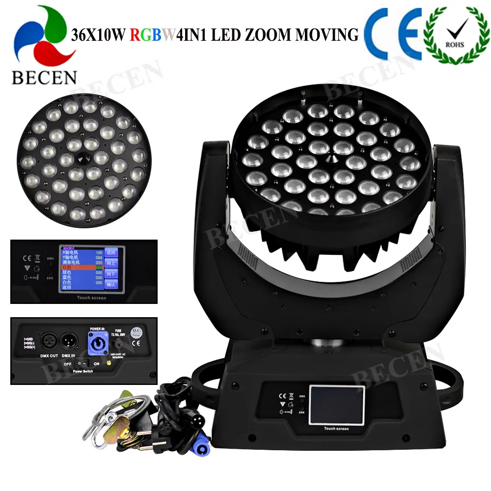 1-6 шт. сенсорный экран 36x10 Вт rgbw 4в1 светодиодный зум moving head wash light dmx512 led night | Лампы и