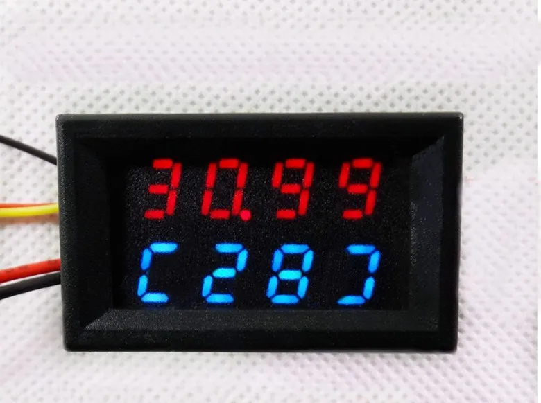4 in 1 New 33V/3A Dual Display Digital Voltmeter Ammeter Thermometer