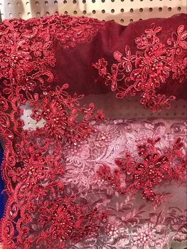 

Popular Lace for Party Evening Dress TOP Quality French Lace Fabric 3d Lace Fabrics With Beads