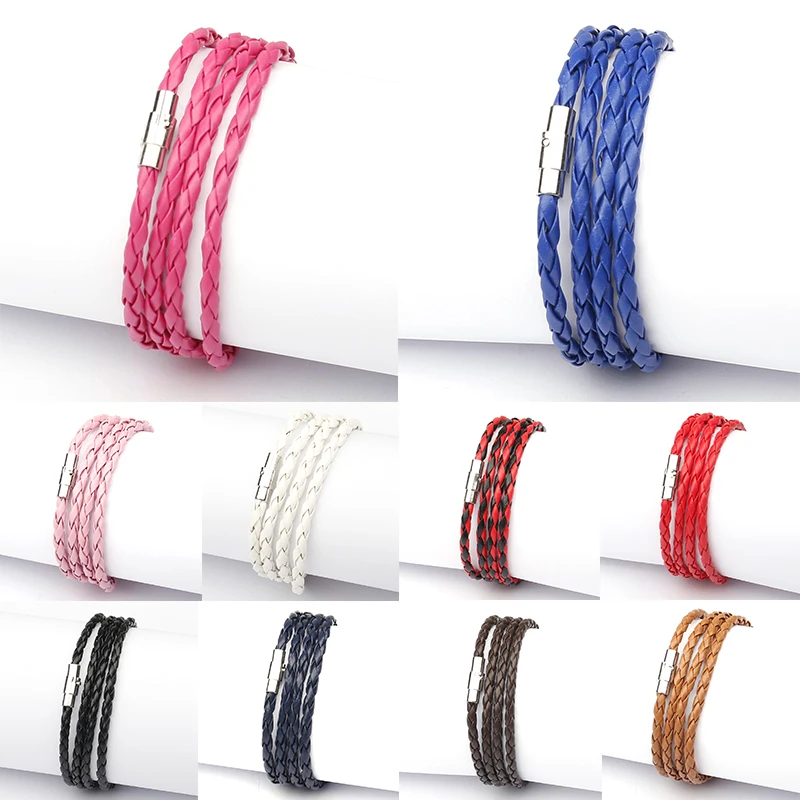 

Fashion Cuff Wrap Leather Handmade Women Unisex Bracelet Wristband Men Braided