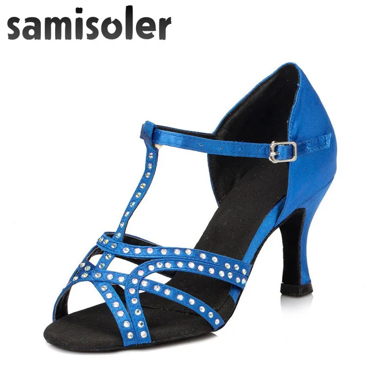 Новинка тканевые светящиеся ленты Samisoler Bule/B/Black модные стразы для бальных танцев