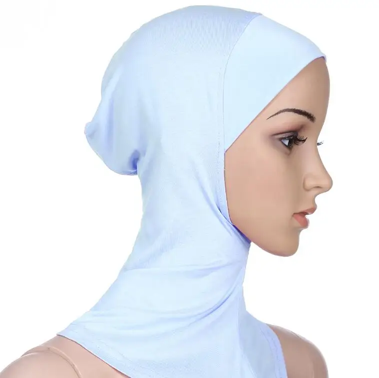 Multicolor Full Cover Soft Modal Muslim Hijab Shawls Swimming Cap Women's Swimming Suit Islamic Underscarf Bikinis Beachwear Cap - Цвет: white