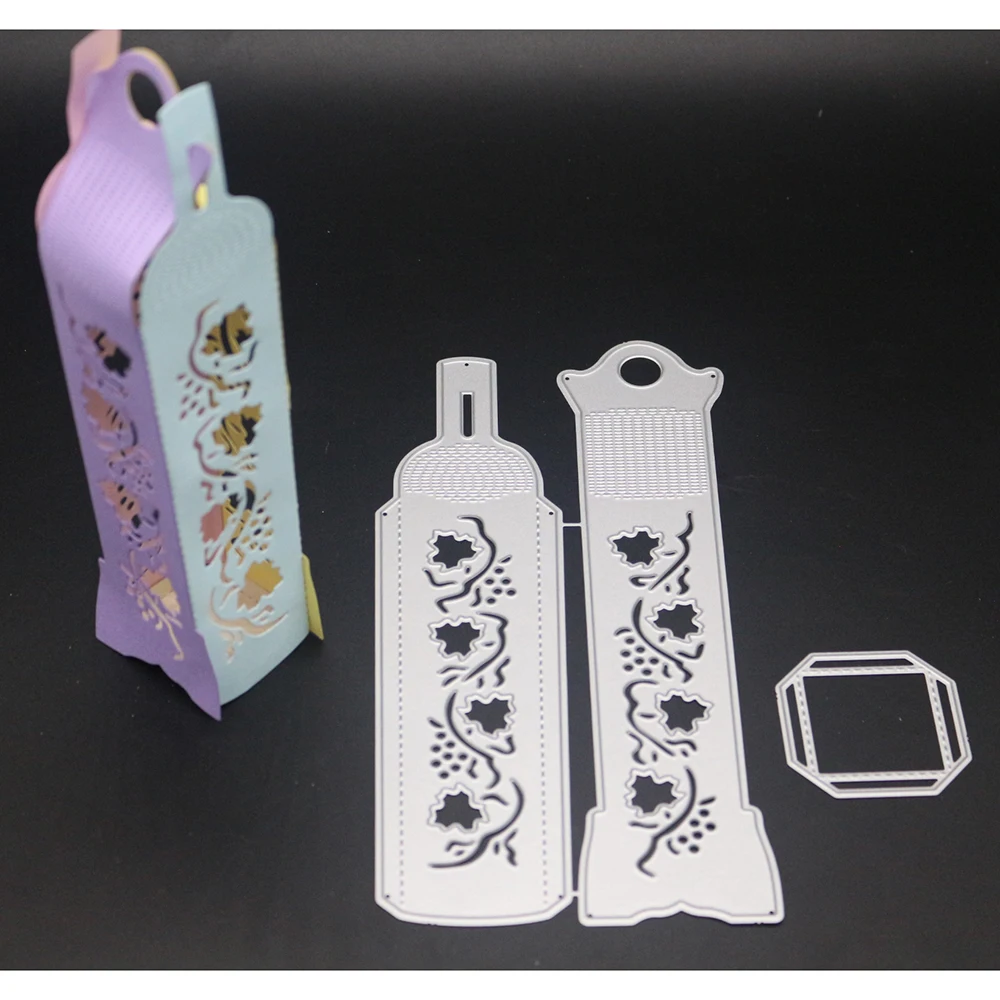 

Drinkware wine bottle Box Metal Cut Dies 12.2X9.6CM Stencils For DIY Die Cut Stencil Scrapbooking Embossing Decorative Cards