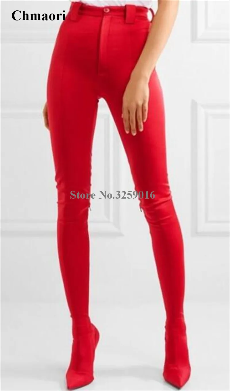 

2018 New Fashion Women Pointed Toe Stretchable Waist Long Trousers Boots Sexy Bandage Slim Pants Long Boots Thin Heel Boots