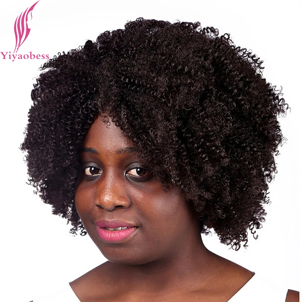 Yiyaobess 35cm 4 Afro Kinky Curly Hair Wigs For African American Women 