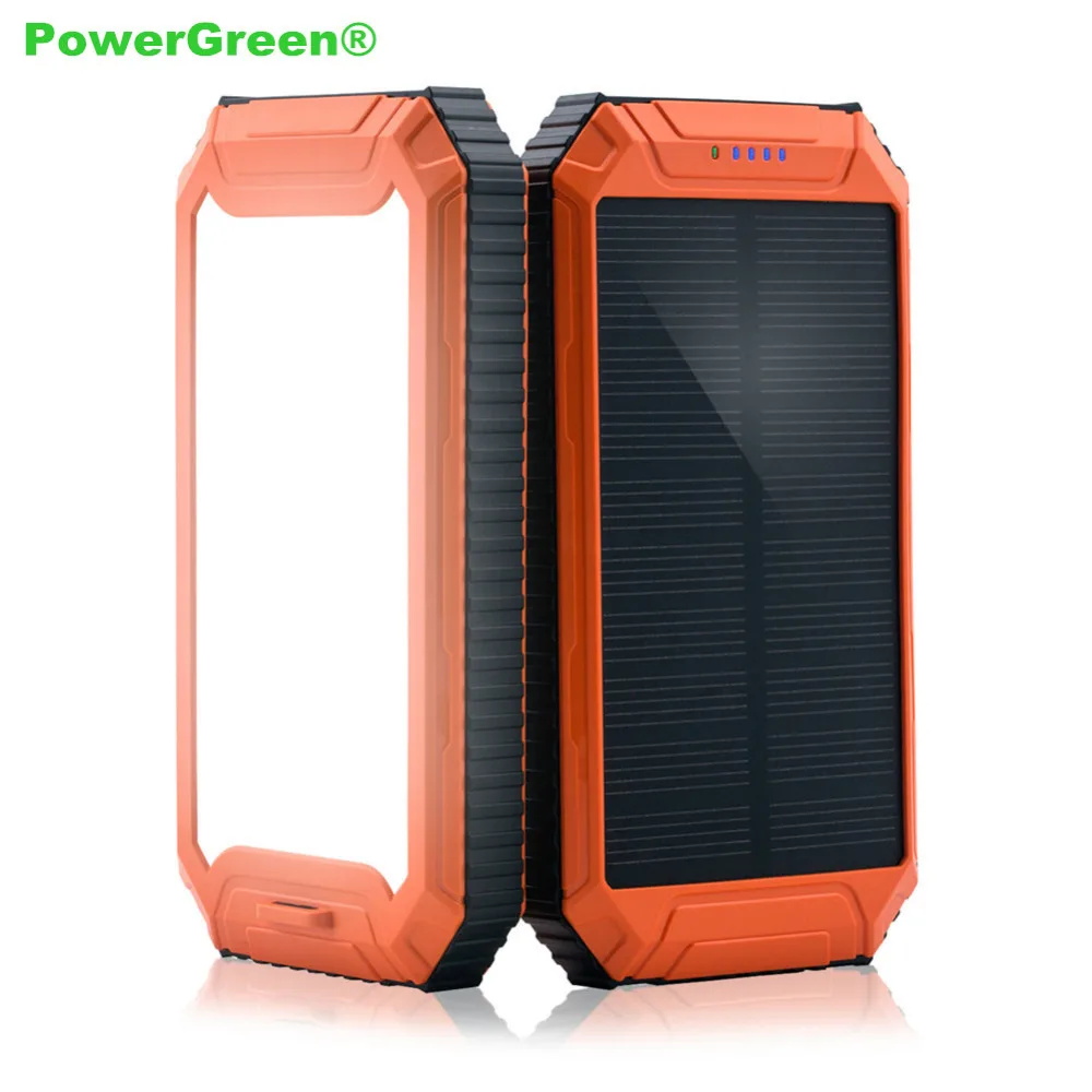 

PowerGreen Solar Power Bank Fast Charging Solar Charger 10000mAh Portable External Battery Charger 5V 2A Charger for Phone