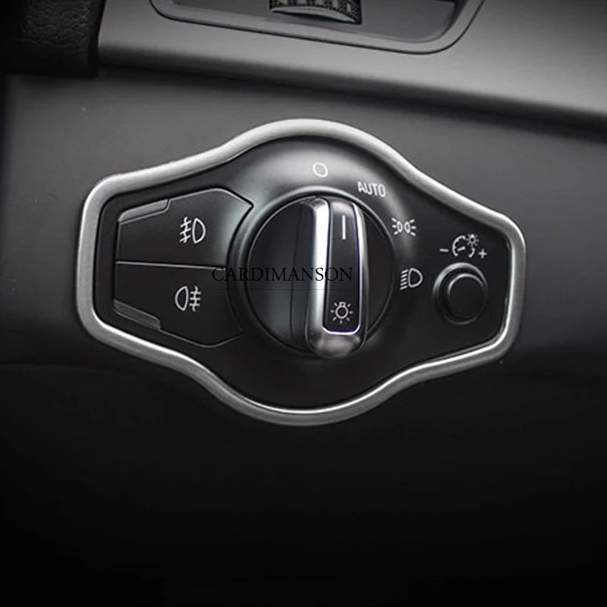 

Carmonsons for Audi A4 B8 A5 8T Q5 8R 2009-2016 Stainless Steel Light Switch Trim Sticker Decoration Cover Car Styling