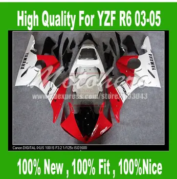 

YZF R6 fairing for Yamaha YZF R6 2003 2004 2005 #RR55V YZF-R6 YZFR6 03 04 05 motorcycle fairing parts white red