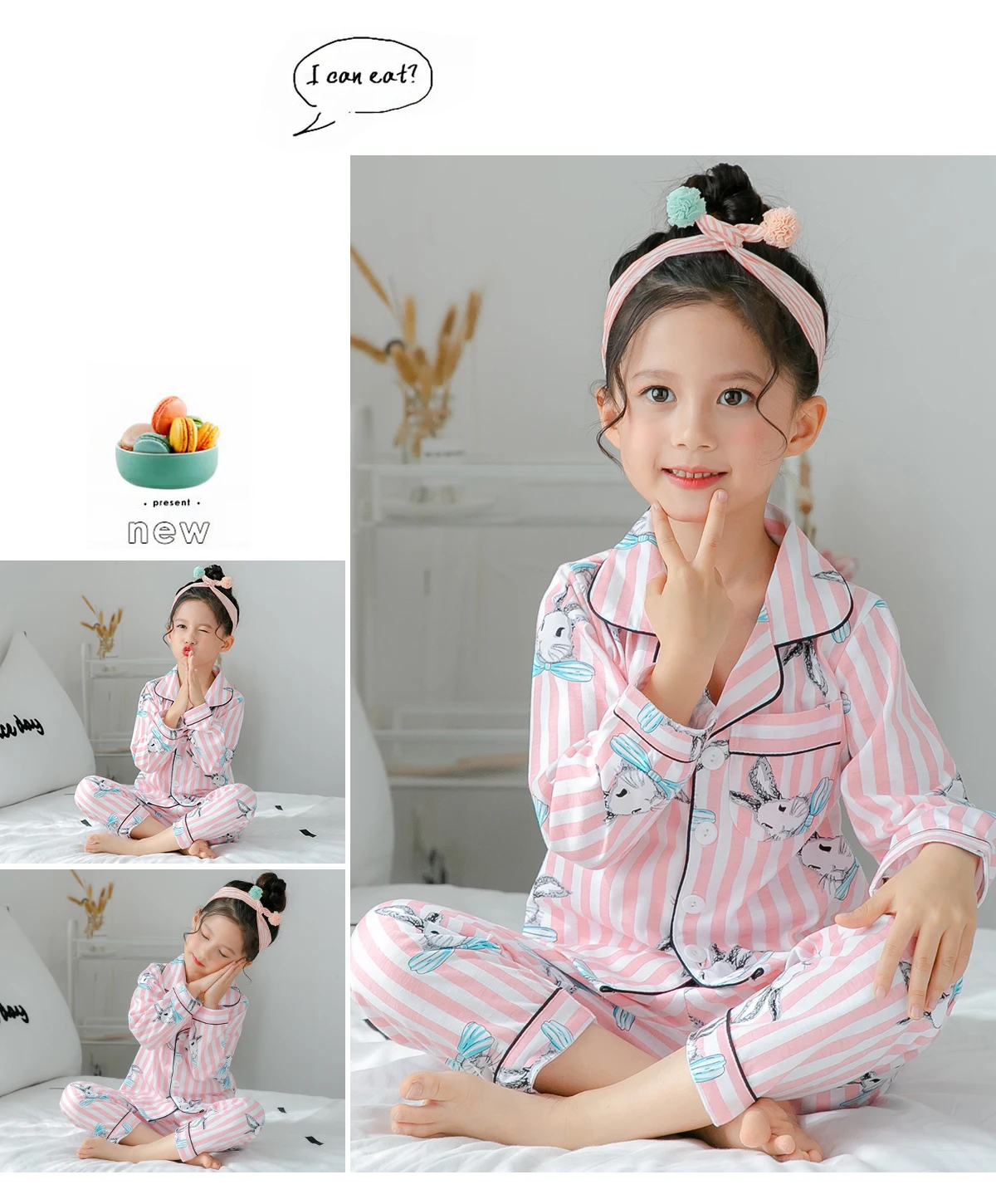 Хлопковая Детская Пижама; Осень-весна г.; детская одежда для сна с длинными рукавами; милая домашняя одежда для девочек; пижамы для малышей