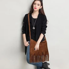 Женские сумки-мессенджеры, Большая вместительная сумка-мешок с бахромой, сумка из искусственной замши на плечо, сумки-мессенджеры, Zapatos De Mujer