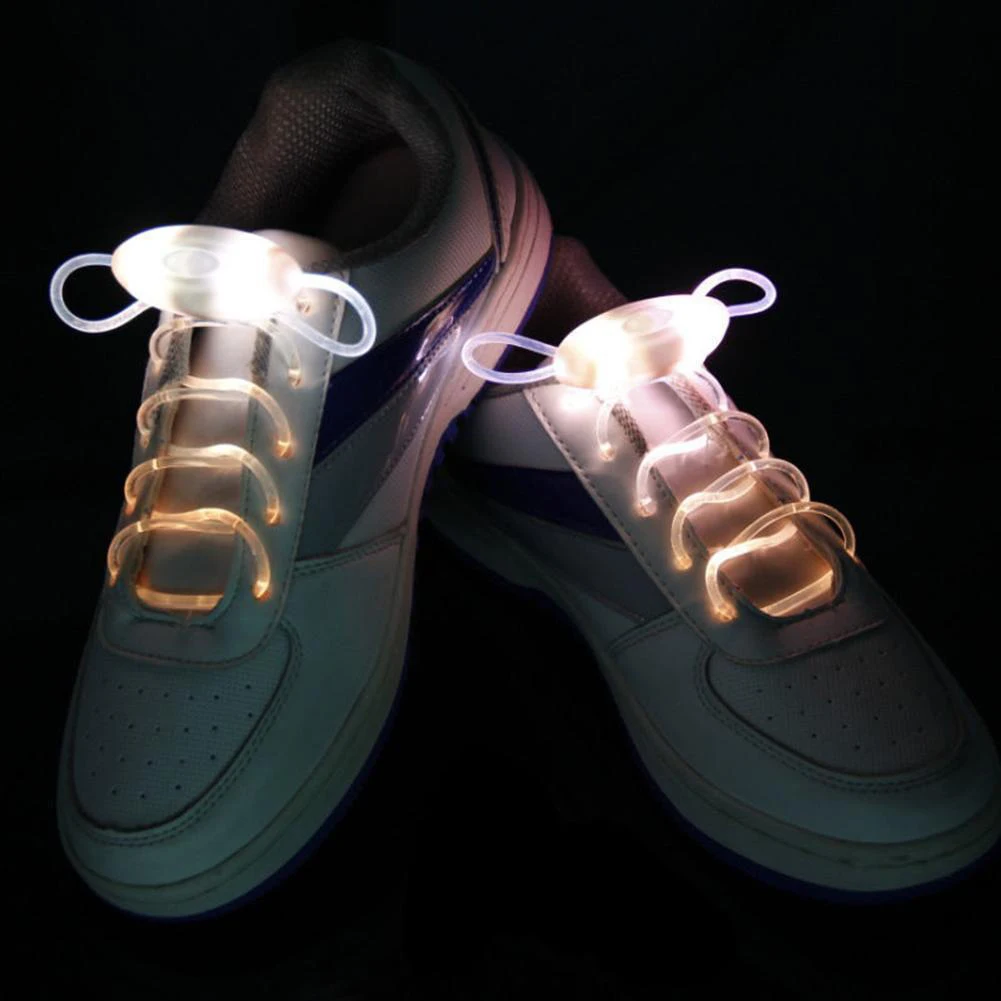 Светодиодная светящаяся вспышка светильник светящийся ремешок шнурки вечерние декор для дискотеки - Цвет: White Yellow
