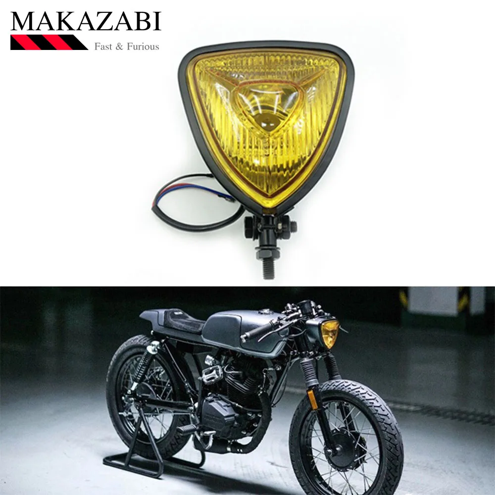 

Motorcycle Retro Refit Parts Headlight Metal Triangular type Headlamps 12V 35W For Cafe Racer Sportster Cafe Racer Bobber