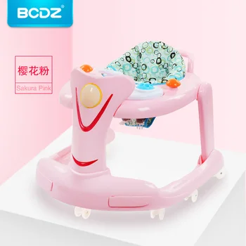 

Pink Girl Fashion Baby Learning Walker Multi-function Anti-rollover Baby Music Hand Push Folding Study Car Walker