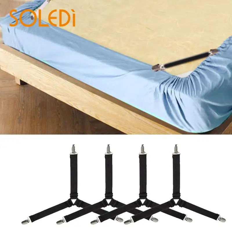 

4Pcs/Pack 14*2.5cm Bed Sheet Clips Bed Mattress Cushion Nylon Elastic Rope Home Supply Straps Holder Gripper Sheet Clip for Home