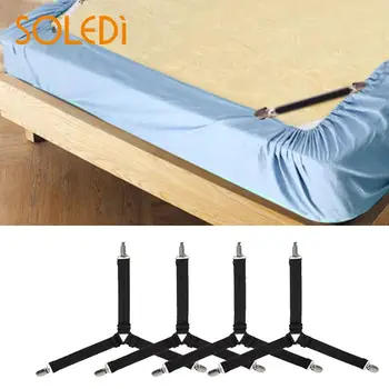

4Pcs/Pack 14*2.5cm Bed Sheet Clips Bed Mattress Cushion Nylon Elastic Rope Home Supply Straps Holder Gripper Sheet Clip for Home