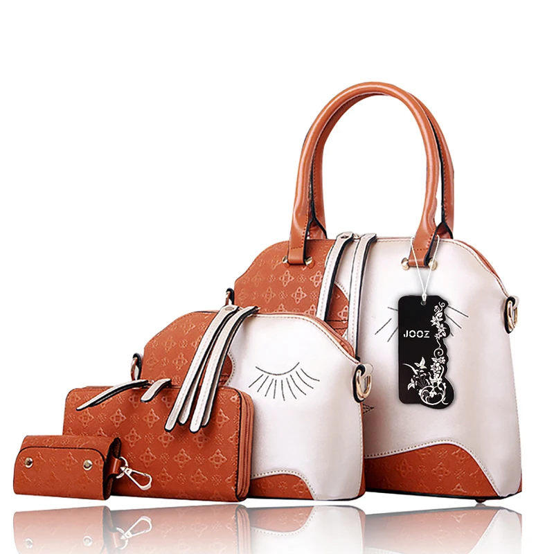 

Brand Face PU Leather Women Handbag 4 Pcs Composite Bags Set Vintage Lady Messenger Shoulder Crossbody Bag Coin Purse Tote