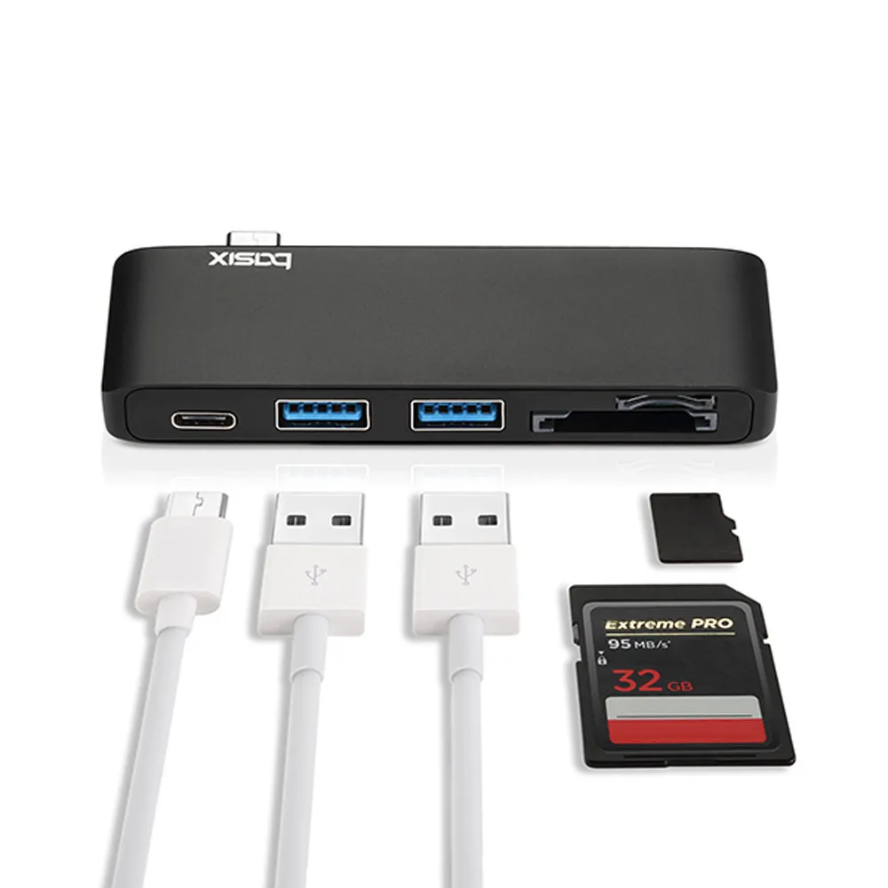 

Aluminum Alloy 5in1 Type C To USB3.0+Type C+Card Reader Adapter Hub For Macbook Dropshipping Mar25