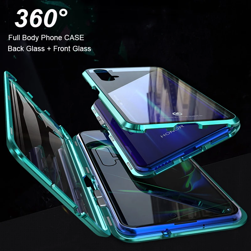 Магнитный стеклянный флип чехол 360 для Huawei Mate 20 Pro P30 P20 Lite Nova 5t 3i 4 V20 P Smart Z Honor 8X 9X Y9