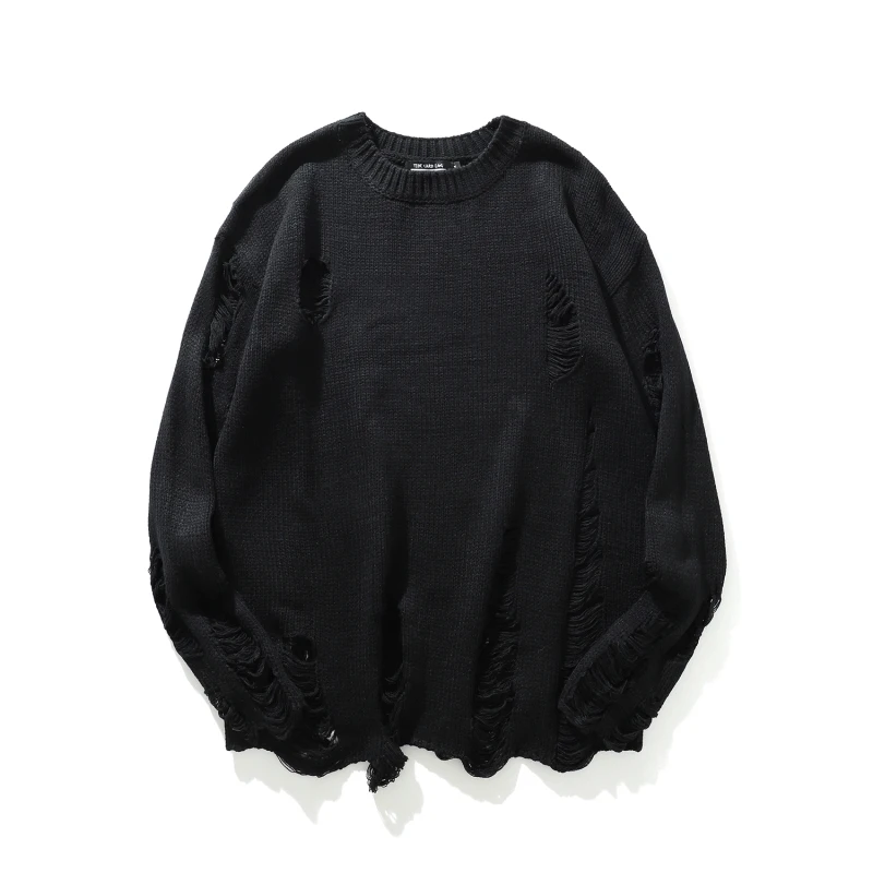 US $27.23 40% OFF|Streetwear korean clothes Men Autumn New Ripped Holes Solid designer Sweater Vintage Oversized Warm Wool Pullovers US $27.23 40% OFF|Streetwear korean clothes Men Autumn New Ripped Holes Solid designer Sweater Vintage Oversized Warm Wool Pullovers