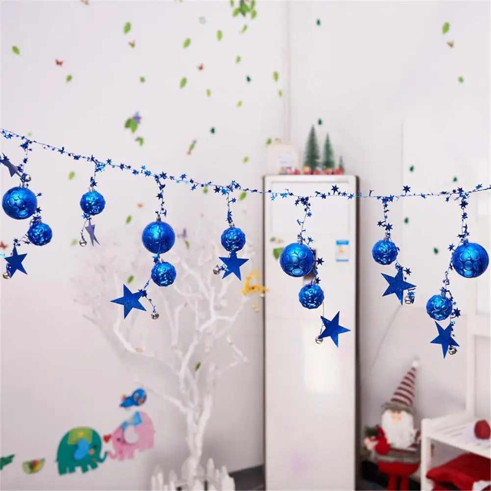 1pc 230cm Long Christmas Ball Bell String with Star for Christmas Tree Home Plastic Ball DIY Christmas Party Decoration Supplies - Цвет: Синий