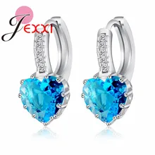 Роскошные красочные браслет в виде сердца, настоящее чистое 925 пробы, серебряные ювелирные изделия, серьги с кубическим цирконием, модные женские любимые серьги