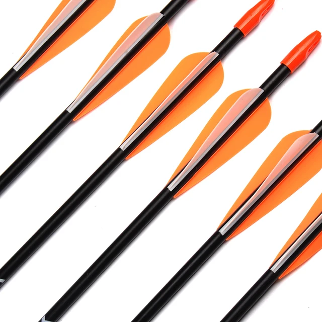 31 Inches Fiberglass Arrow Spine 700 Orange White Feather for Recurve Bow Long Bow Practice Archery Hunting 1