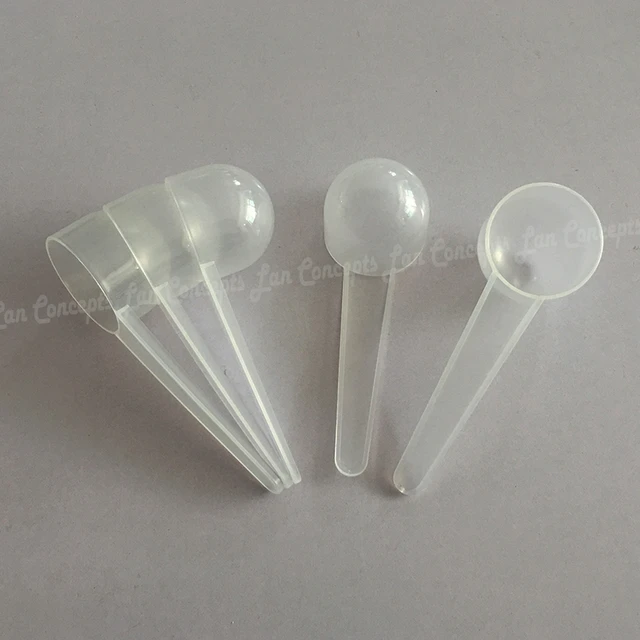 200pcs 1g Transparent Plastic Measuring Scoop For Medical Food Icecream, Free Shipping