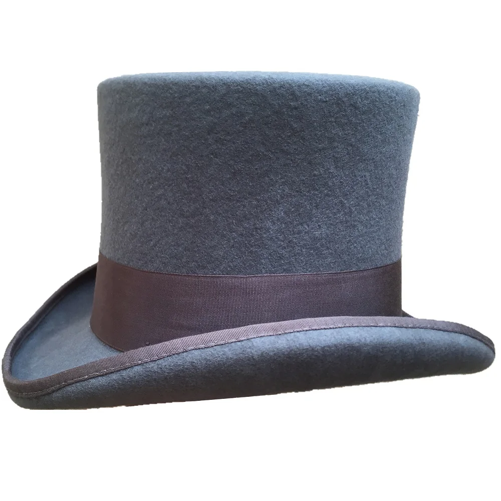 Серый 18,0 см " Mad Hatter топ шляпа Викторианский шерстяной войлок стимпанк костюм топ шляпа-цилиндр Волшебная шляпа для женщин
