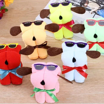 

Fashion Microfiber Towel Hot New Dog Cake Shaped + Sun Glasses Towel Cotton Washcloth Wedding Gifts Random Color