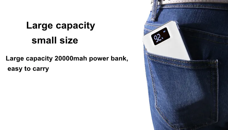 Power Bank 20000 mAh для Xiaomi Mi 2 USB power Bank портативное зарядное устройство Внешняя батарея повербанк для iPhone 7 6 5 4X8 18650 MAX 8