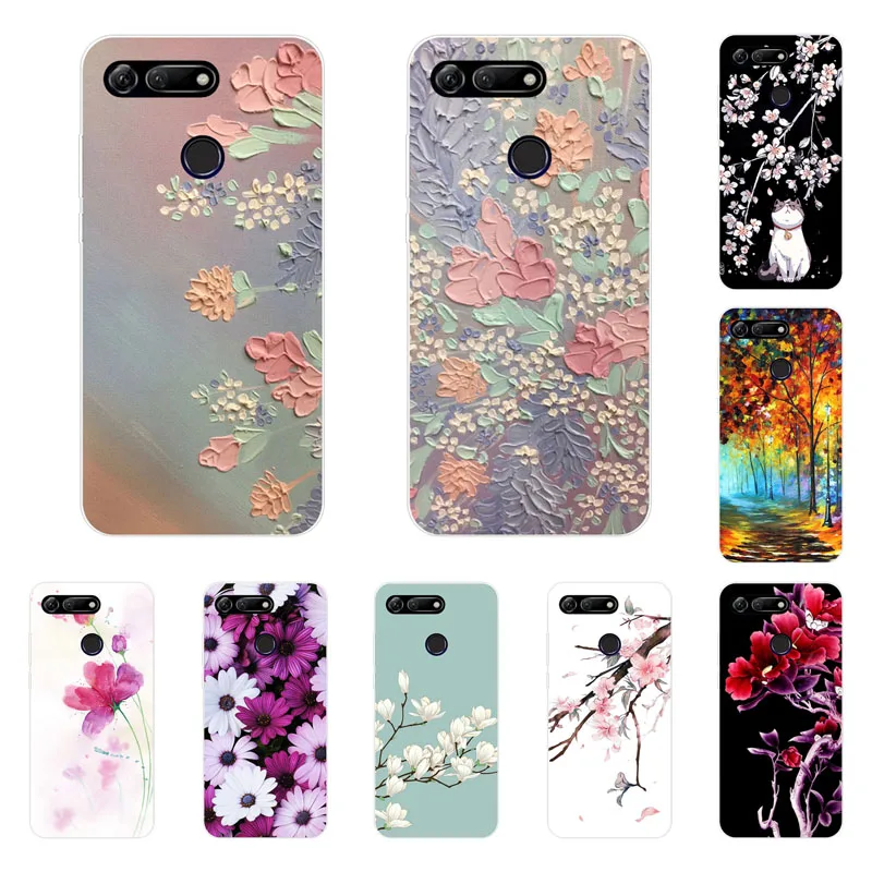 

huawei honor v20 Case,Silicon Full flower Painting Soft TPU Back Cover for huawei honor View 20 protect Phone bags