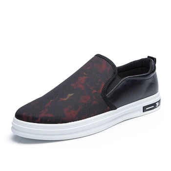 

New Vogue Nice Men Lightweight Breathable 2D Printing Lazy Shoes A Pedal Spring Autumn Korean Men Casual Canvas Flat Shoes