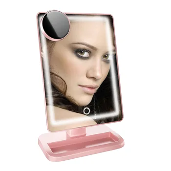 

LED Makeup Mirror Tabletop 180 Degree Rotation Vanity Make Up Cosmetic Mirror With Removable 10X Magnifying Beauty Tool
