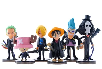 

Anime One Piece Luffy Sanji Brook Roronoa Zoro Chopper Nami PVC Action Figure Collectible Model Kids Toys Doll Juguetes 6pcs/set