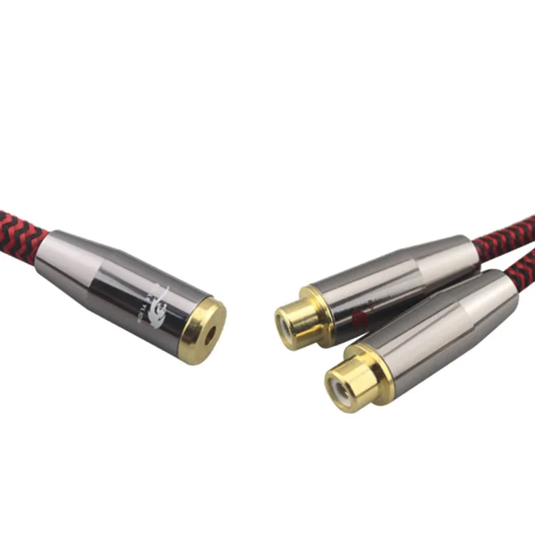 HIFI 3 5mm Female to Dual RCA Phono Female Audio Cable 3 5mm to 2 RCA Audio Cable for TV Speaker PC Headphone Stereo OFC Cable