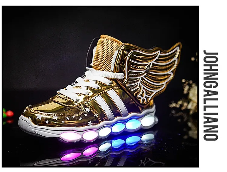 Meninas de Carregamento Crianças Sapatos Luminosa Meninos Usb Esporte Casuais Asa Brilhantes Tênis Luz Led 27 meninas de carregamento usb esporte sapatos casuais