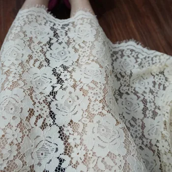 

Champagne color Skin nude color eyelash cording lace fabric Top quality only! 3 Meters/piece woman dress lace home diy using