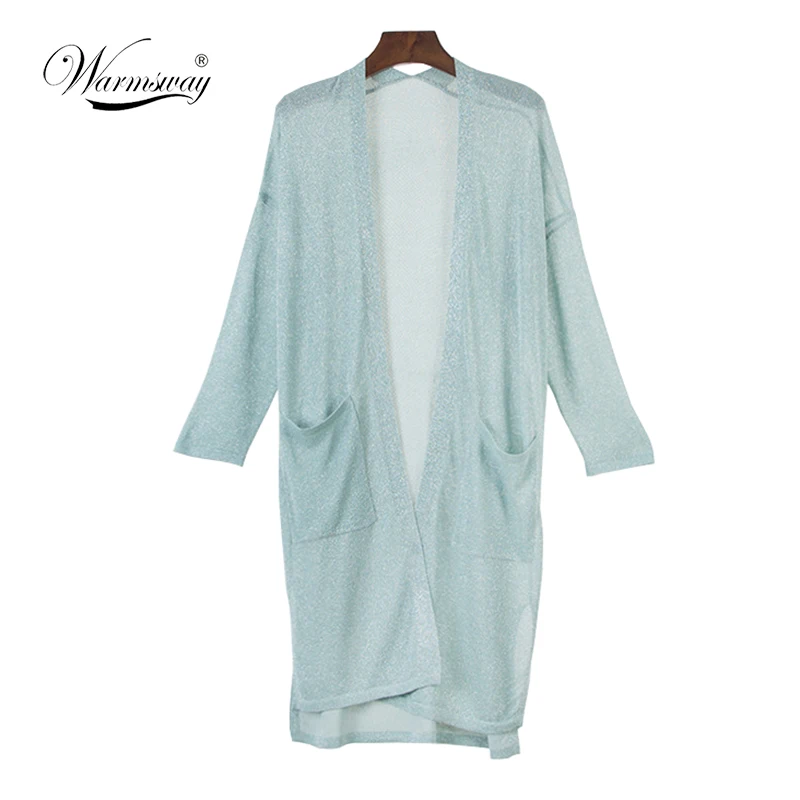 Warmsway 2018 Summer Cardigan Kimono Top lurex sweater Sexy Women Bling Perspective Long Blouse Shirt Women Tops Clothing B-127