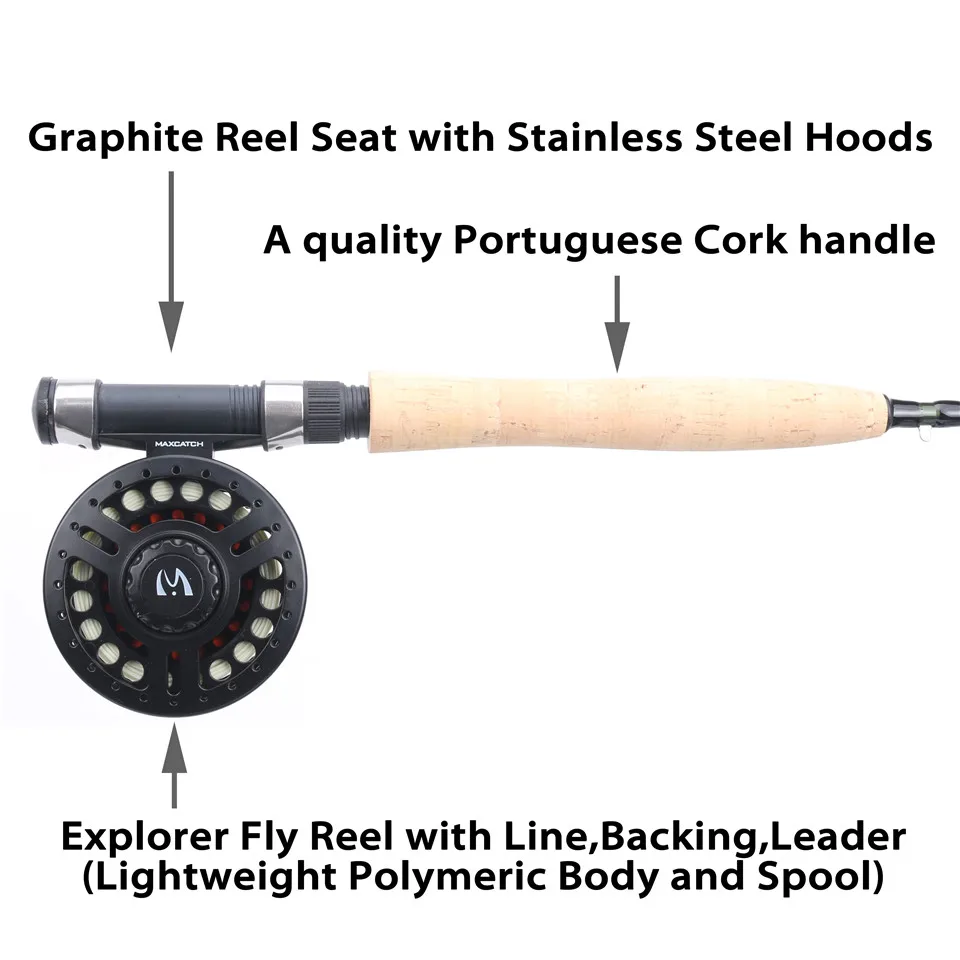 Maximumcatch جديد 9054 متوسطة سريع يطير الصيد رود كومبو ألياف الكربون يطير قضيب مع بكرة و خطوط و الذباب وصندوق