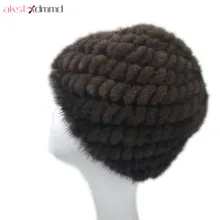 Новинка, вязаная шапка из меха норки, новинка, зимняя теплая верхняя одежда, шапки для женщин, супер эластичная шапка из настоящего меха, шапки для русской зимы LH1253