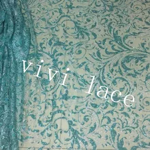 5 ярдов QQ002#82# озеро синий микс Серебряный принт Блеск Тюль африканская ткань для свадебного платья/вечернее платье/Пиление