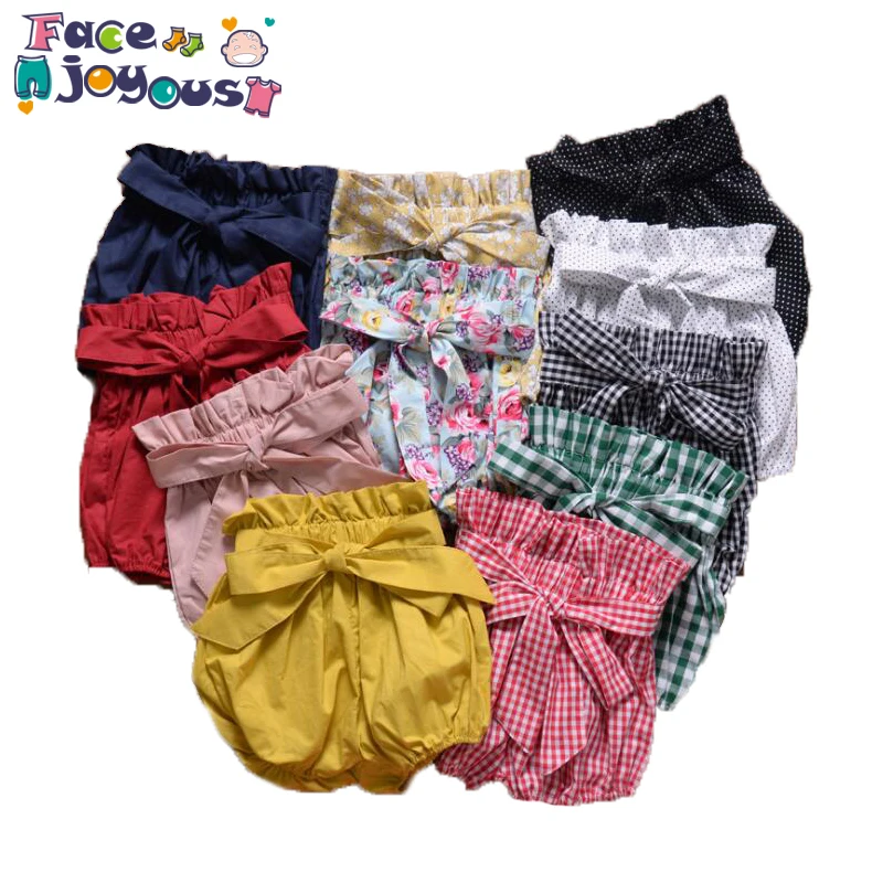 

New Toddler Baby Girls Boys Summer Casual PP Shorts Elastic Waist Solid Color Dot Plaid Floral Print Short Pants Outfit 1-5y