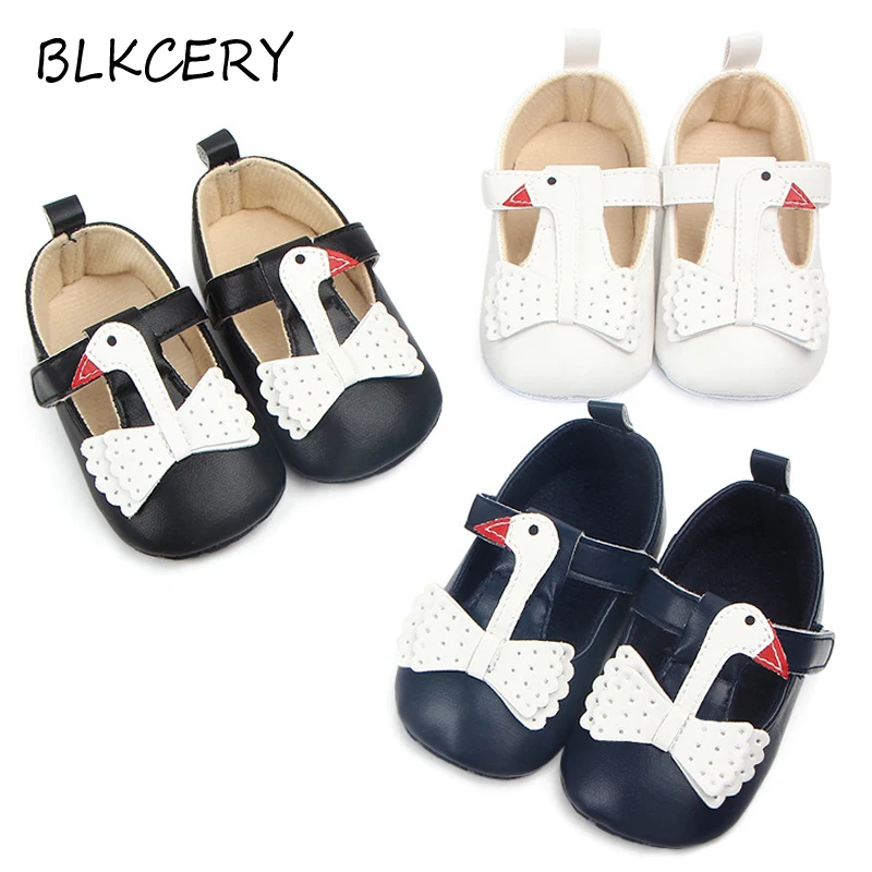 

Newborn Baby First Walkers Mary Jane Shoes for Girl Soft PU Leather Cute Swan Moccasins Footwear Toddler Slippers Infant Loafers