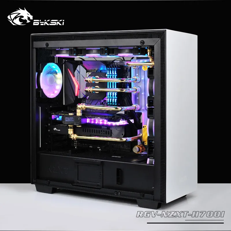 BYKSKI Acrylic Board Water Channel Solution use for NZXT H700B Computer Case for CPU and GPU Block