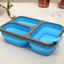 Большая емкость Силиконовый складной переносной Ланч-бокс 1100 мл микроволновая миска для духовки Bento box складной Ланч-бокс для хранения продуктов