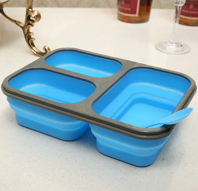 Billig Große Kapazität Silikon Faltbare Tragbare Mittagessen Box 1100ml Mikrowelle Schüssel Bento Box Folding Lebensmittel Lagerung Lunchbox