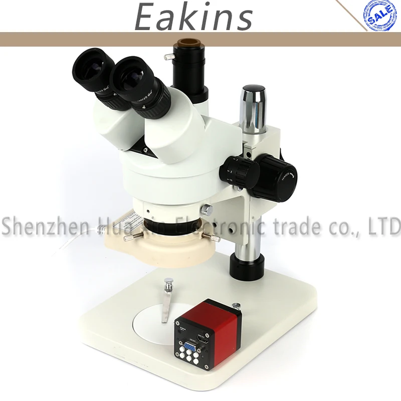 

EAKINS Simul-focal 7X-45X Zoom Trinocular Stereo Microscope 13MP HDMI/VGA Industrial Digital Camera 56pcs Ring Illumination